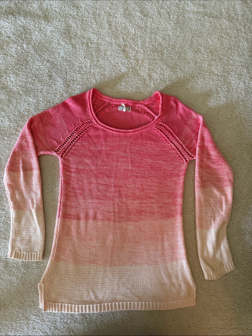 Kirra Ombre Pink to Cream Scoop Neck Sweater
